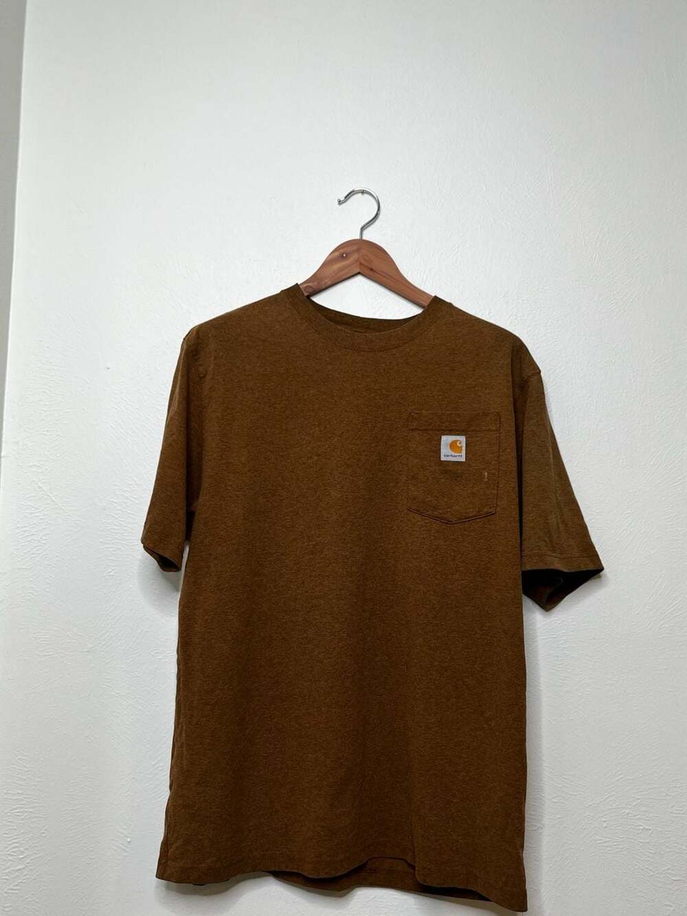 Carhartt K87 Loose Fit Heavyweight Short Sleeve Pocket T-Shirt in Brown